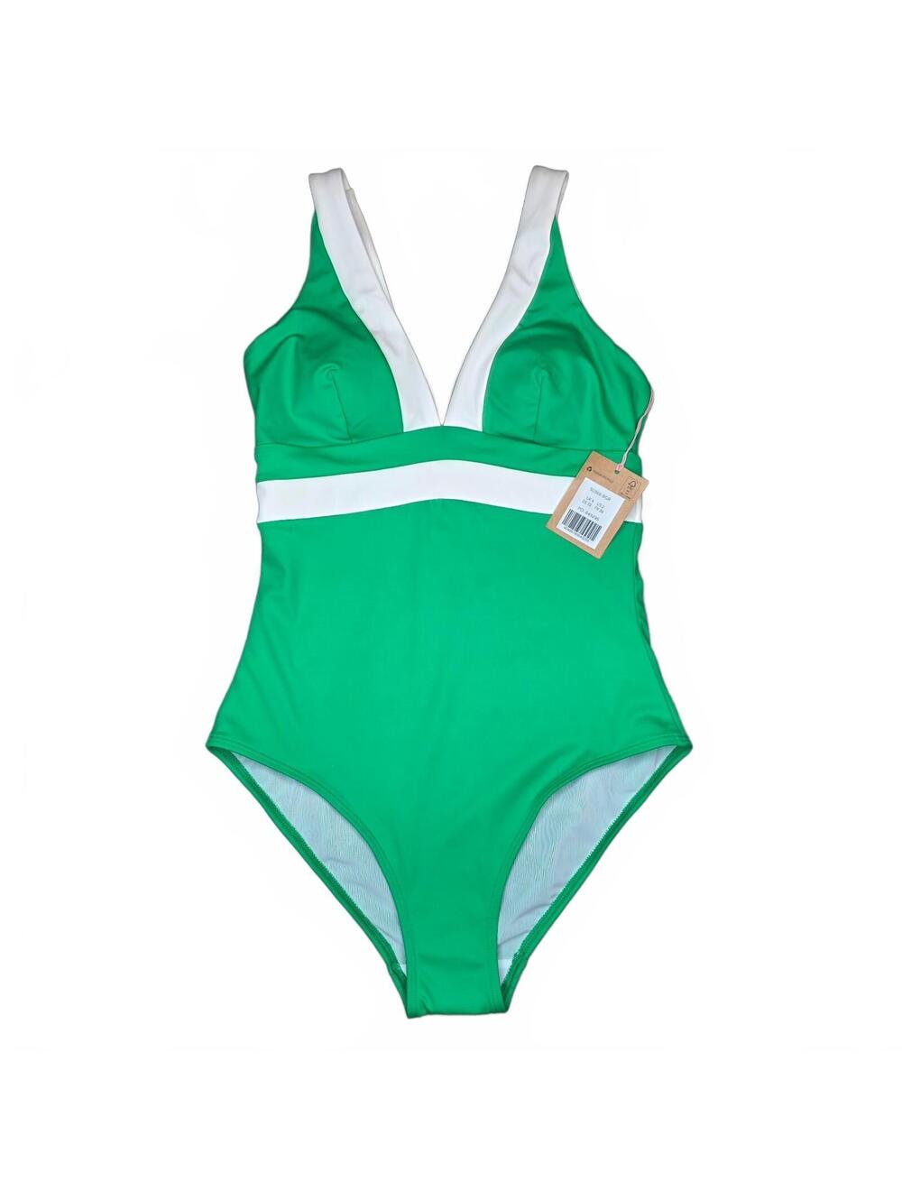 Boden Women's Green and White One-Piece Swimsuit UK 6 US 2 NWT